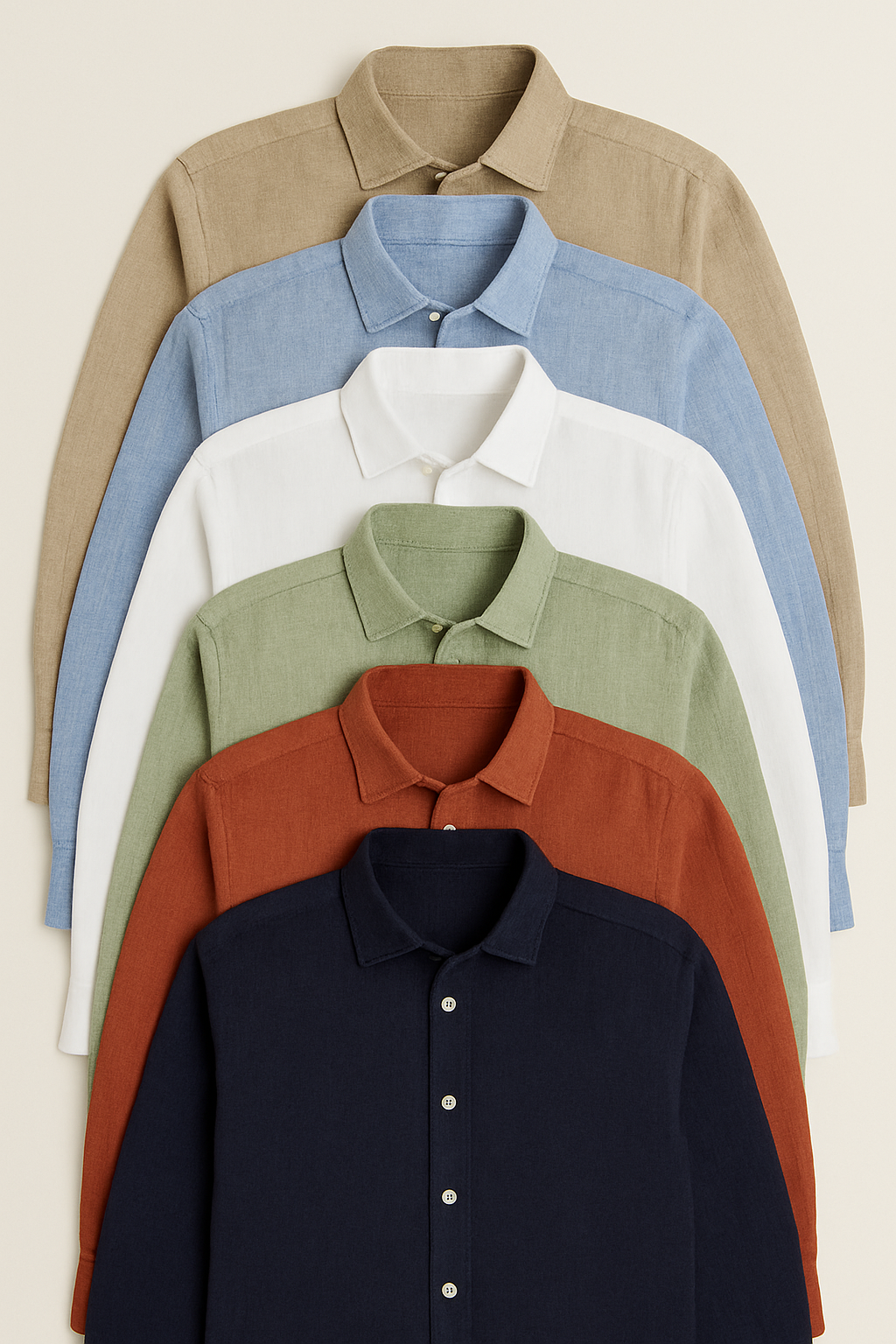 100% Linen Long-Sleeve Shirts — Pack of 6